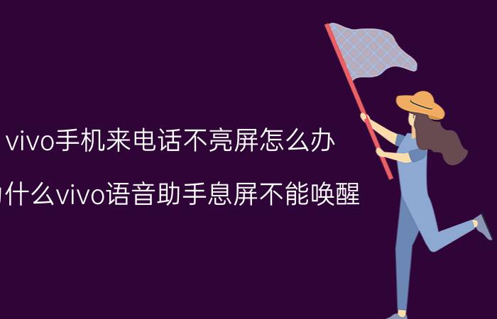 vivo手机来电话不亮屏怎么办 为什么vivo语音助手息屏不能唤醒？